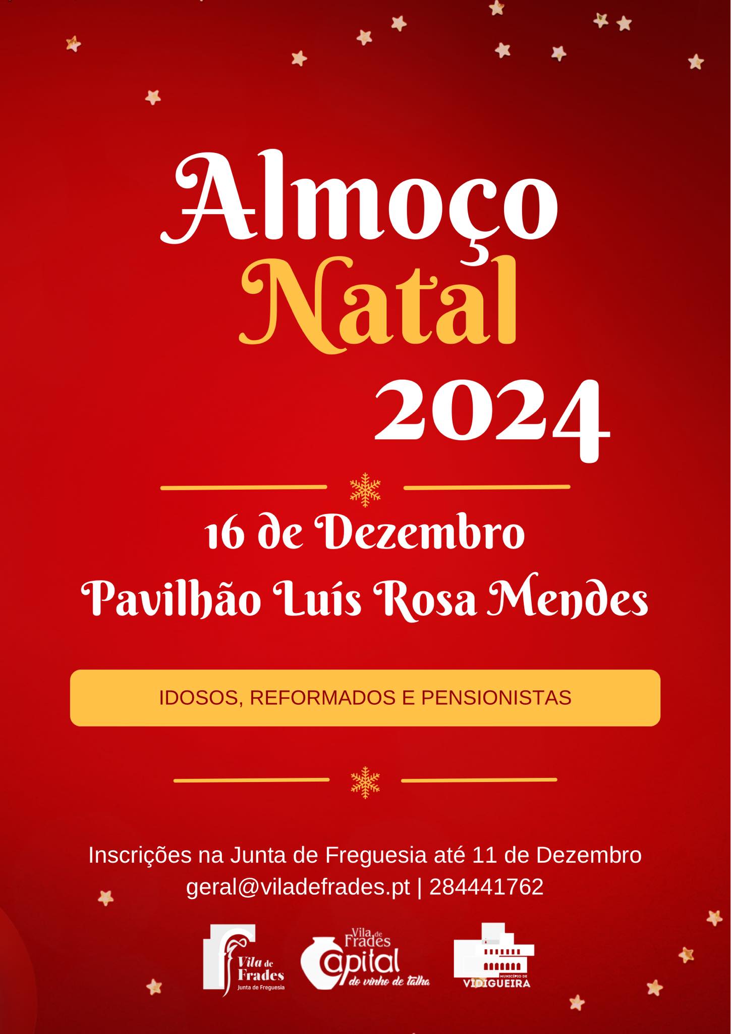 Almoço de Natal - Reformados, Pensionistas e Idosos Almoço de Natal - Reformados, Pensionistas e Idosos