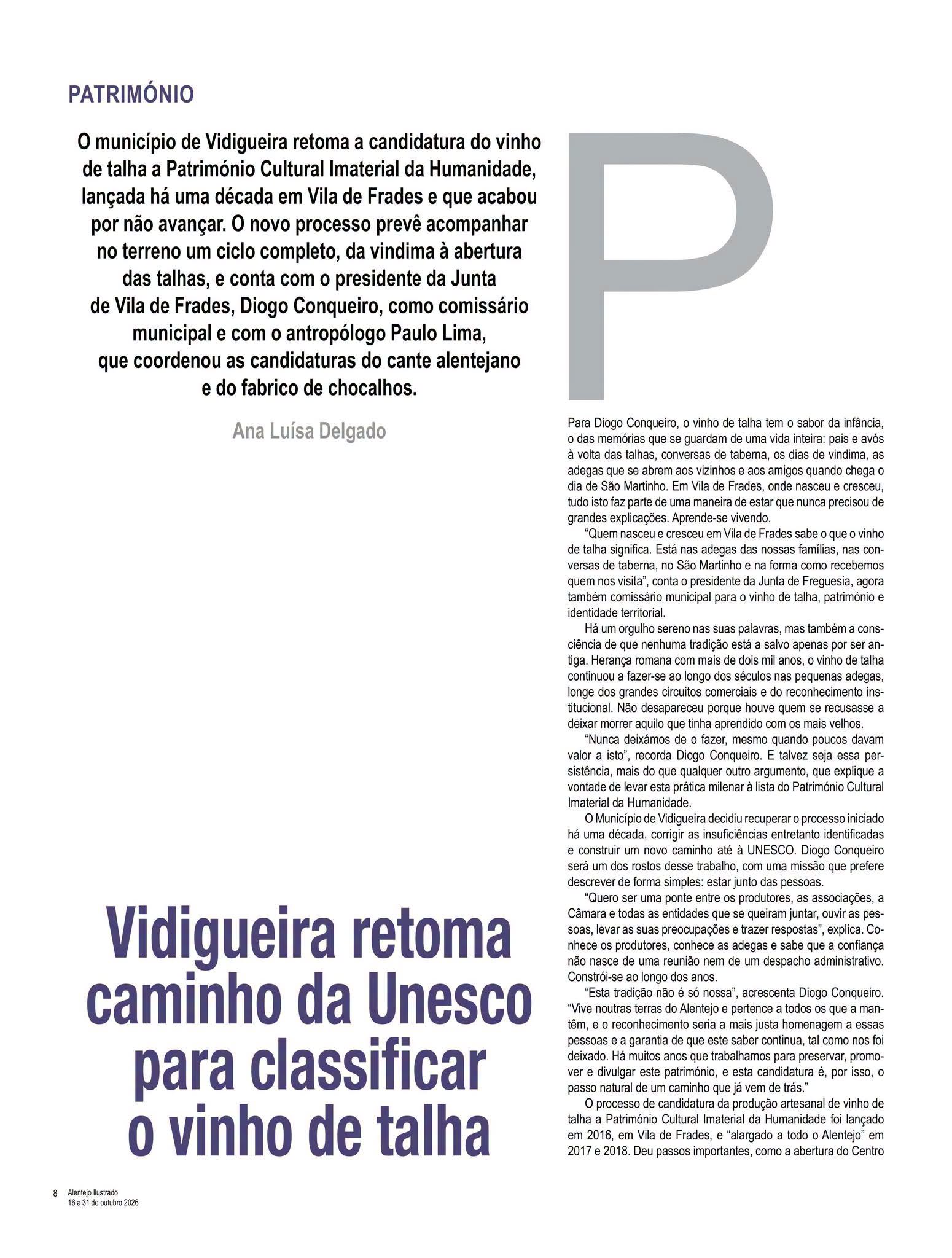 Entrevista Alentejo Ilustrado | Edição n.º 39 - Ano IV - 16 a 31 de Outubro 2026